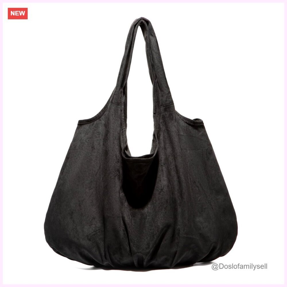 Large Slouchy Hobo Shoulder Bag Faux Suede Minimal Chic Tote Purse
